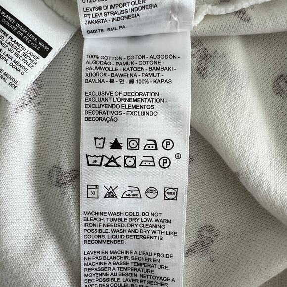 Levi's Cotton All Over Flamingo Print Chest Logo Polo Shirt Men S White/Pink NWT - Picture 9 of 9